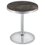 Cazen Round Faux Marble Top Pedestal Side Table, Grey