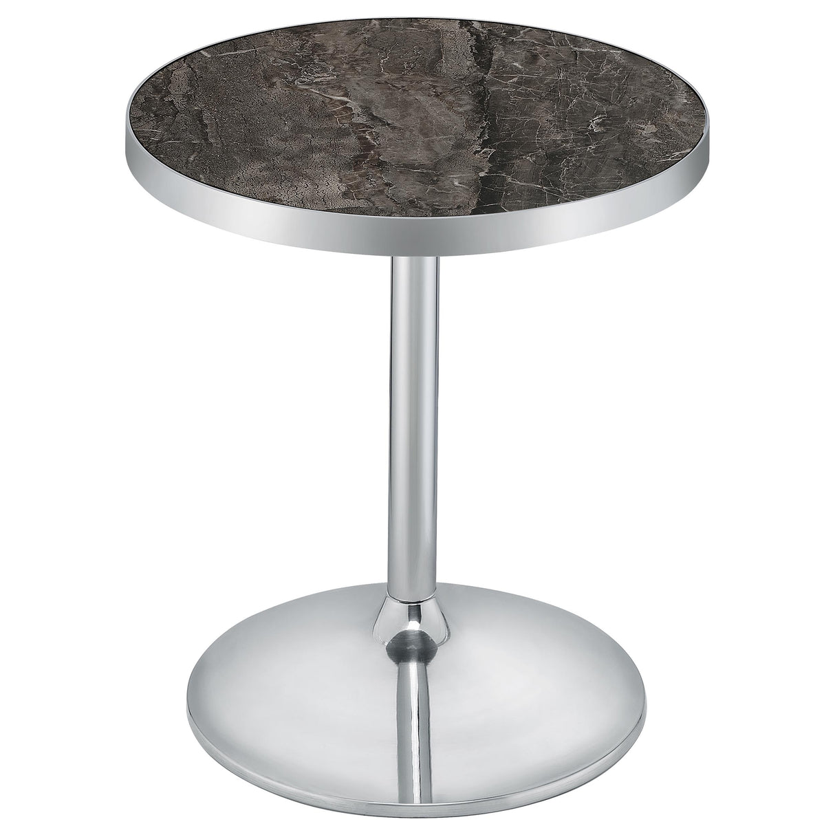Cazen Round Faux Marble Top Pedestal Side Table, Grey