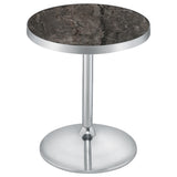 Cazen Round Faux Marble Top Pedestal Side Table, Grey