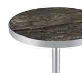 Cazen Round Faux Marble Top Pedestal Side Table, Grey