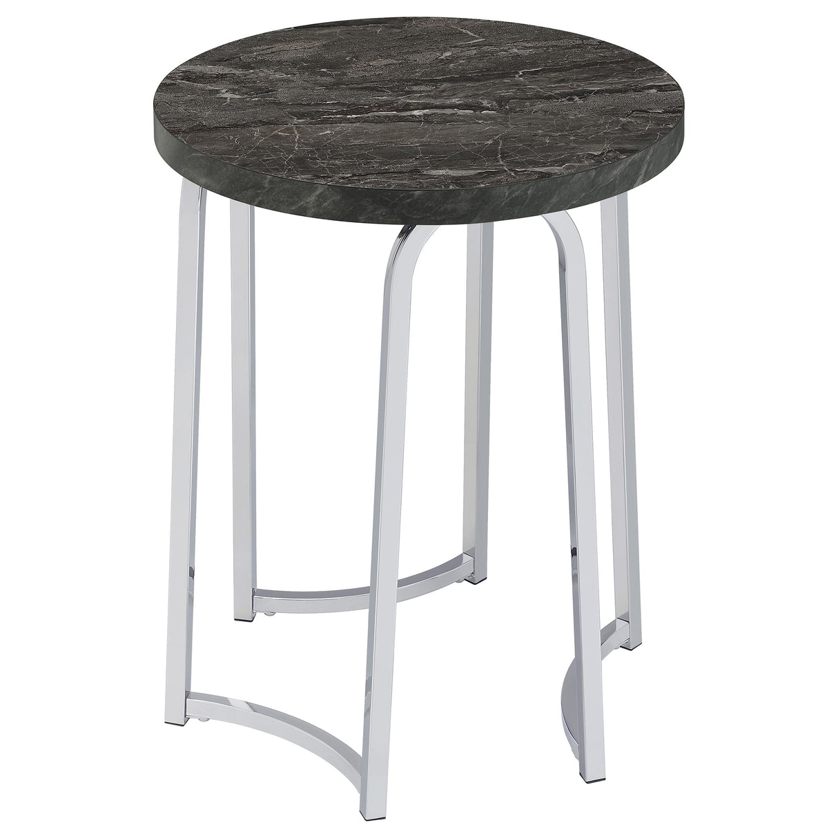 Barcelo Round Grey Faux Marble Top Metal Side Table