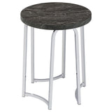 Barcelo Round Grey Faux Marble Top Metal Side Table