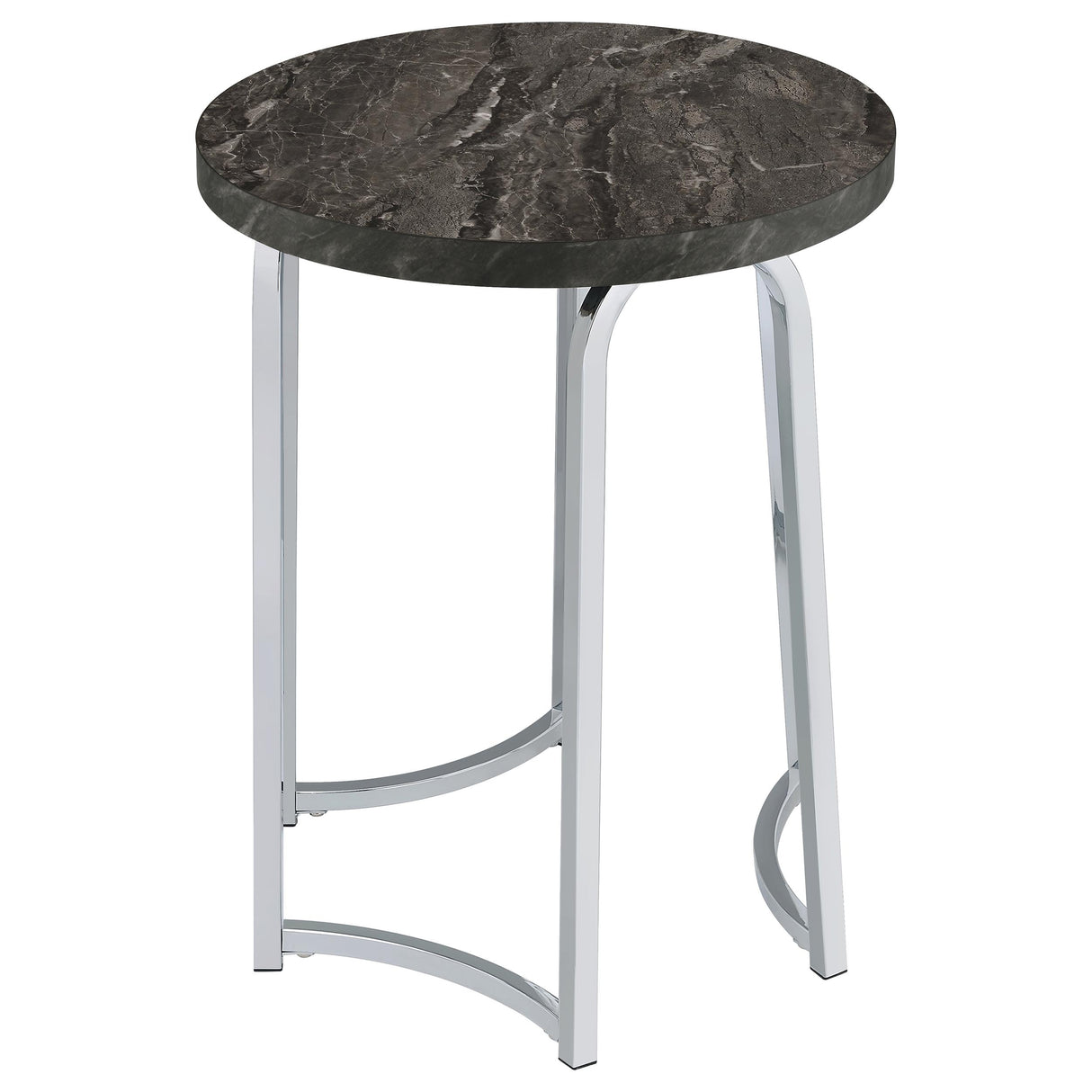 Barcelo Round Grey Faux Marble Top Metal Side Table