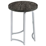 Barcelo Round Grey Faux Marble Top Metal Side Table