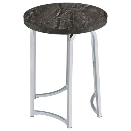 Barcelo Round Grey Faux Marble Top Metal Side Table