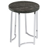Barcelo Round Grey Faux Marble Top Metal Side Table