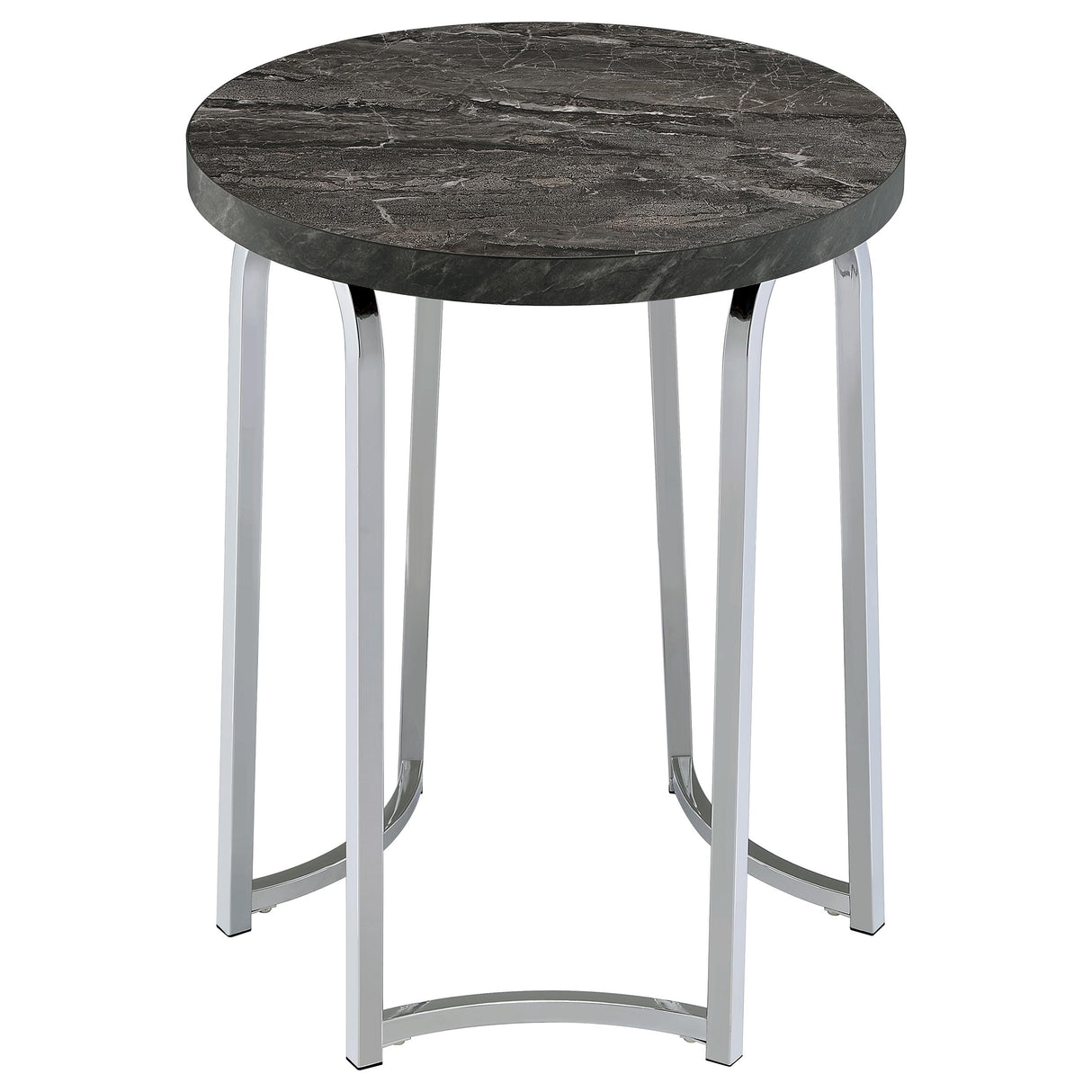 Barcelo Round Grey Faux Marble Top Metal Side Table