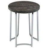 Barcelo Round Grey Faux Marble Top Metal Side Table