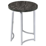 Barcelo Round Grey Faux Marble Top Metal Side Table