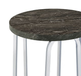 Barcelo Round Grey Faux Marble Top Metal Side Table