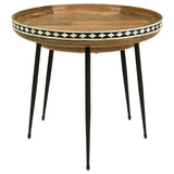 Ollie 2-Piece Mango Wood Bone Inlay Nesting Tables, Natural