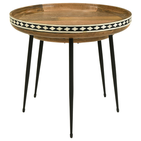 Ollie 2-Piece Mango Wood Bone Inlay Nesting Tables, Natural