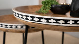 Ollie 2-Piece Mango Wood Bone Inlay Nesting Tables, Natural