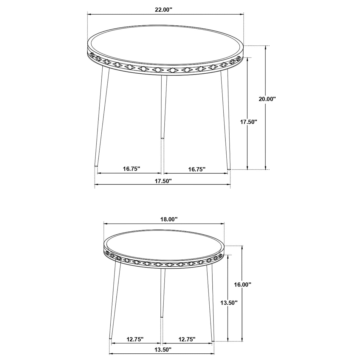 Ollie 2-Piece Mango Wood Bone Inlay Nesting Tables, Natural