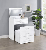 Danbury 3-Drawer Makeup Vanity and Stool Set, White High Gloss
