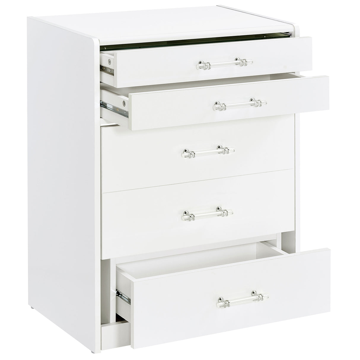 Danbury 3-Drawer Makeup Vanity and Stool Set, White High Gloss