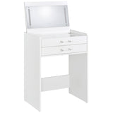Danbury 3-Drawer Makeup Vanity and Stool Set, White High Gloss