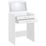 Danbury 3-Drawer Makeup Vanity and Stool Set, White High Gloss
