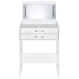 Danbury 3-Drawer Makeup Vanity and Stool Set, White High Gloss