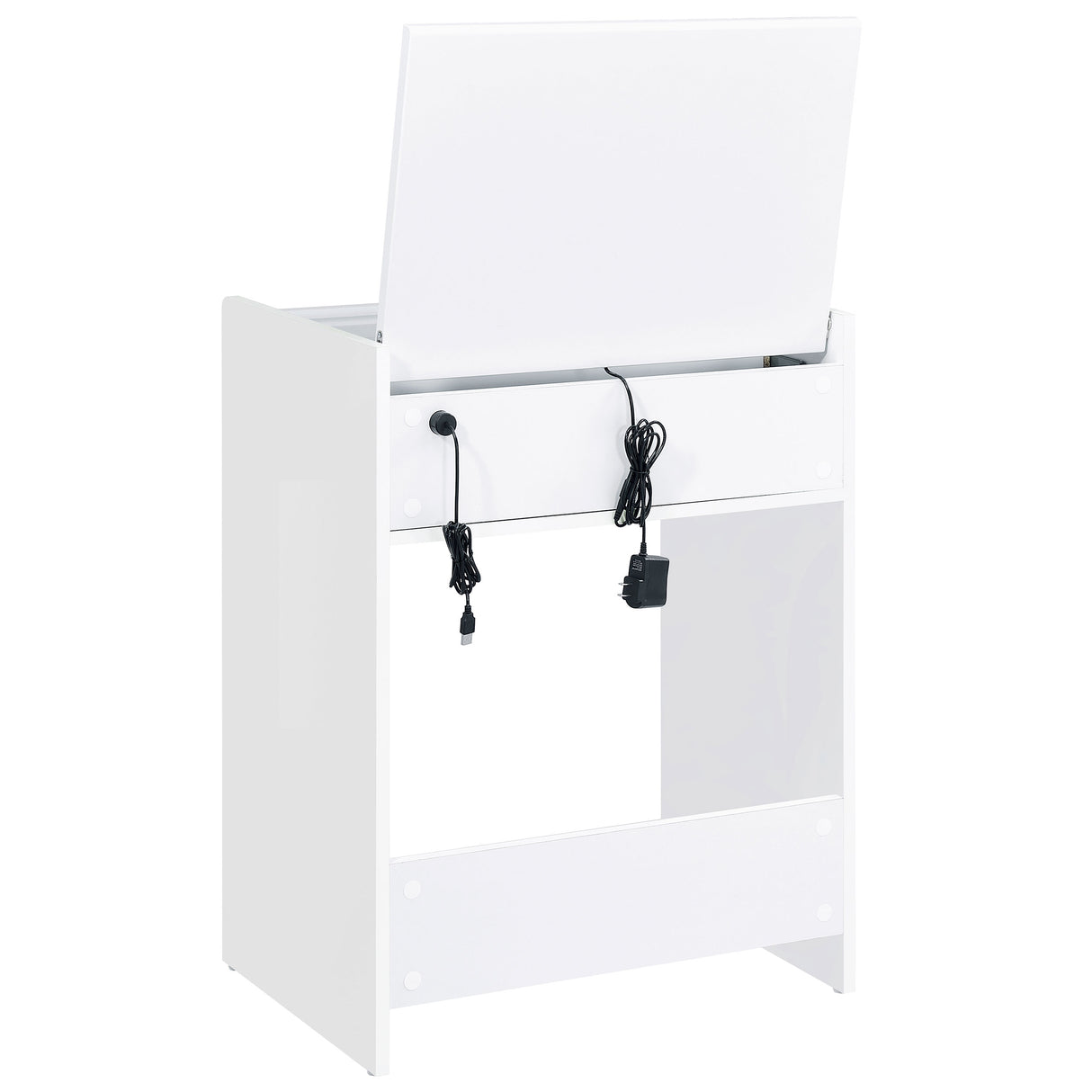 Danbury 3-Drawer Makeup Vanity and Stool Set, White High Gloss