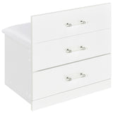 Danbury 3-Drawer Makeup Vanity and Stool Set, White High Gloss