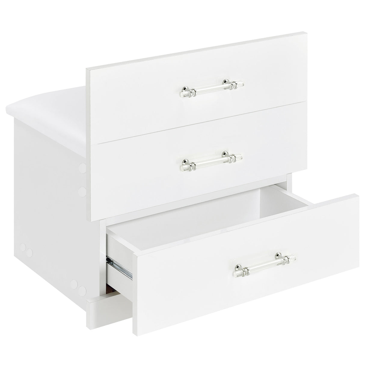 Danbury 3-Drawer Makeup Vanity and Stool Set, White High Gloss