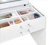 Danbury 3-Drawer Makeup Vanity and Stool Set, White High Gloss