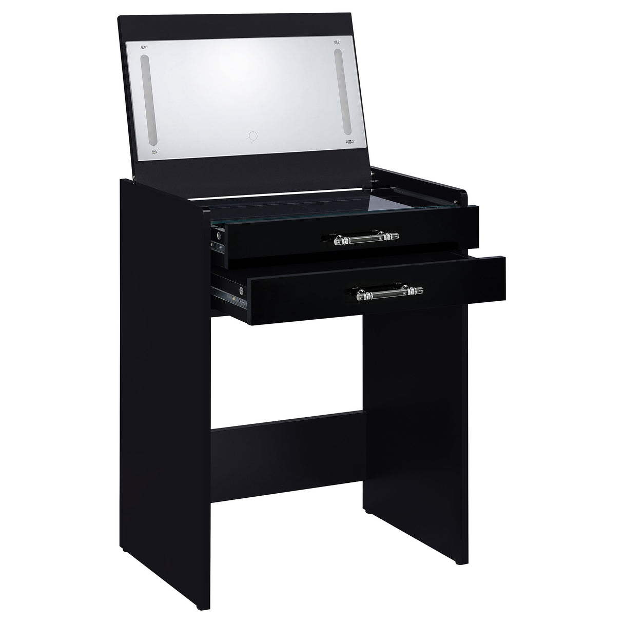 Danbury 3-Drawer Makeup Vanity and Stool Set, Black High Gloss