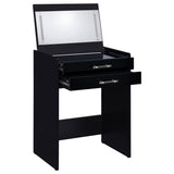 Danbury 3-Drawer Makeup Vanity and Stool Set, Black High Gloss