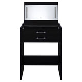 Danbury 3-Drawer Makeup Vanity and Stool Set, Black High Gloss
