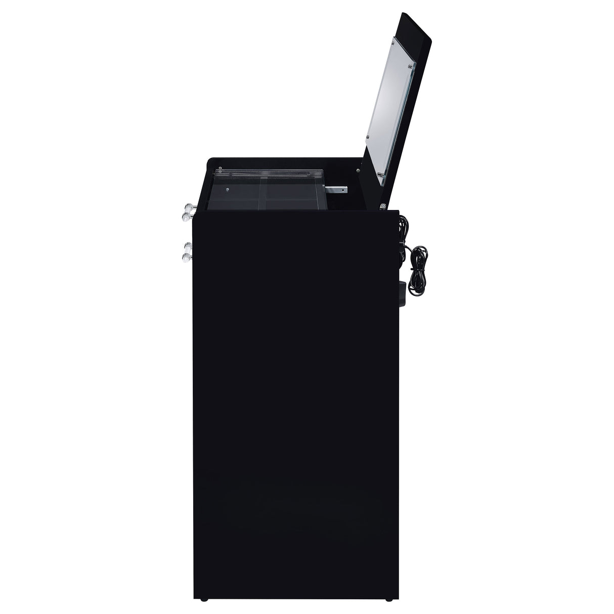 Danbury 3-Drawer Makeup Vanity and Stool Set, Black High Gloss