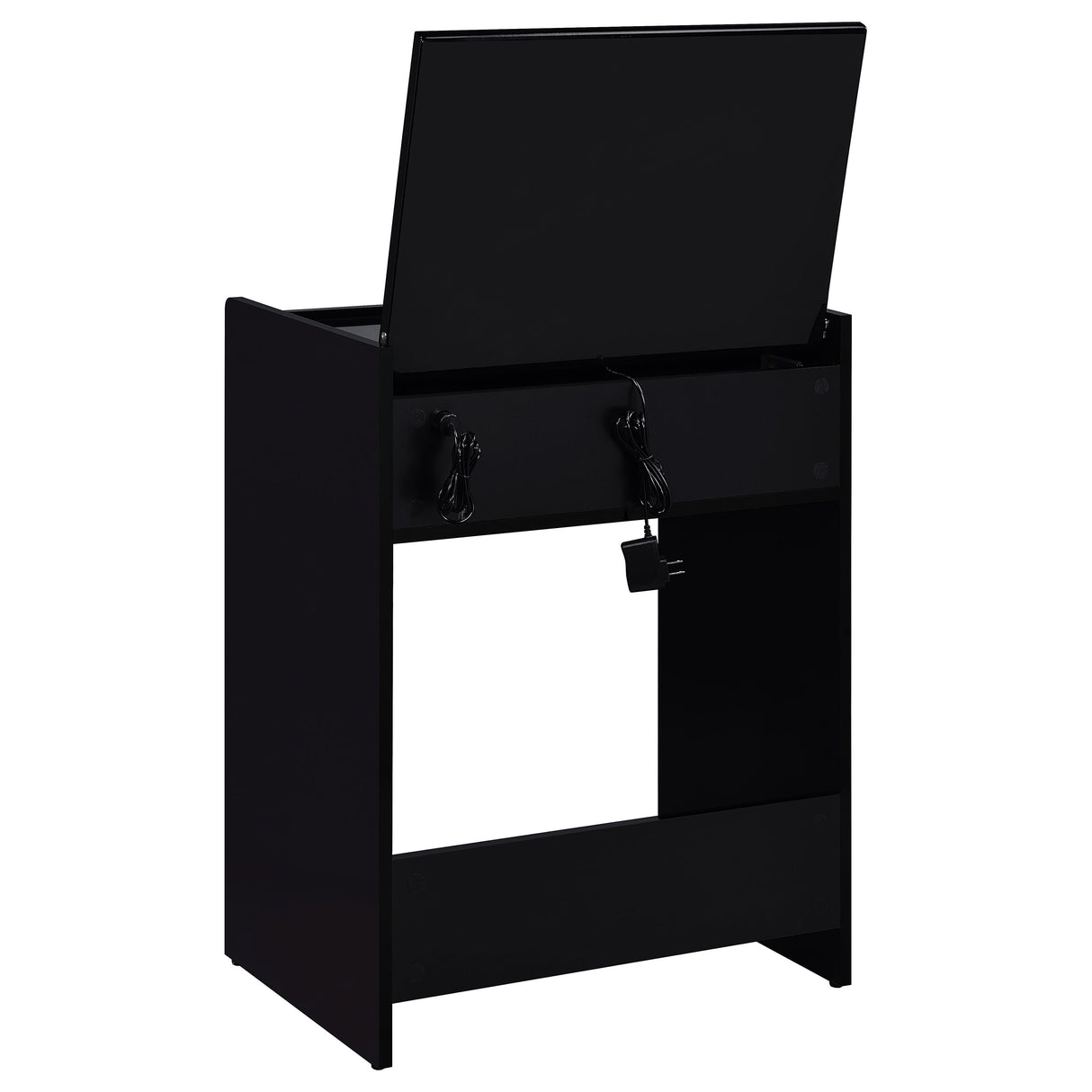 Danbury 3-Drawer Makeup Vanity and Stool Set, Black High Gloss