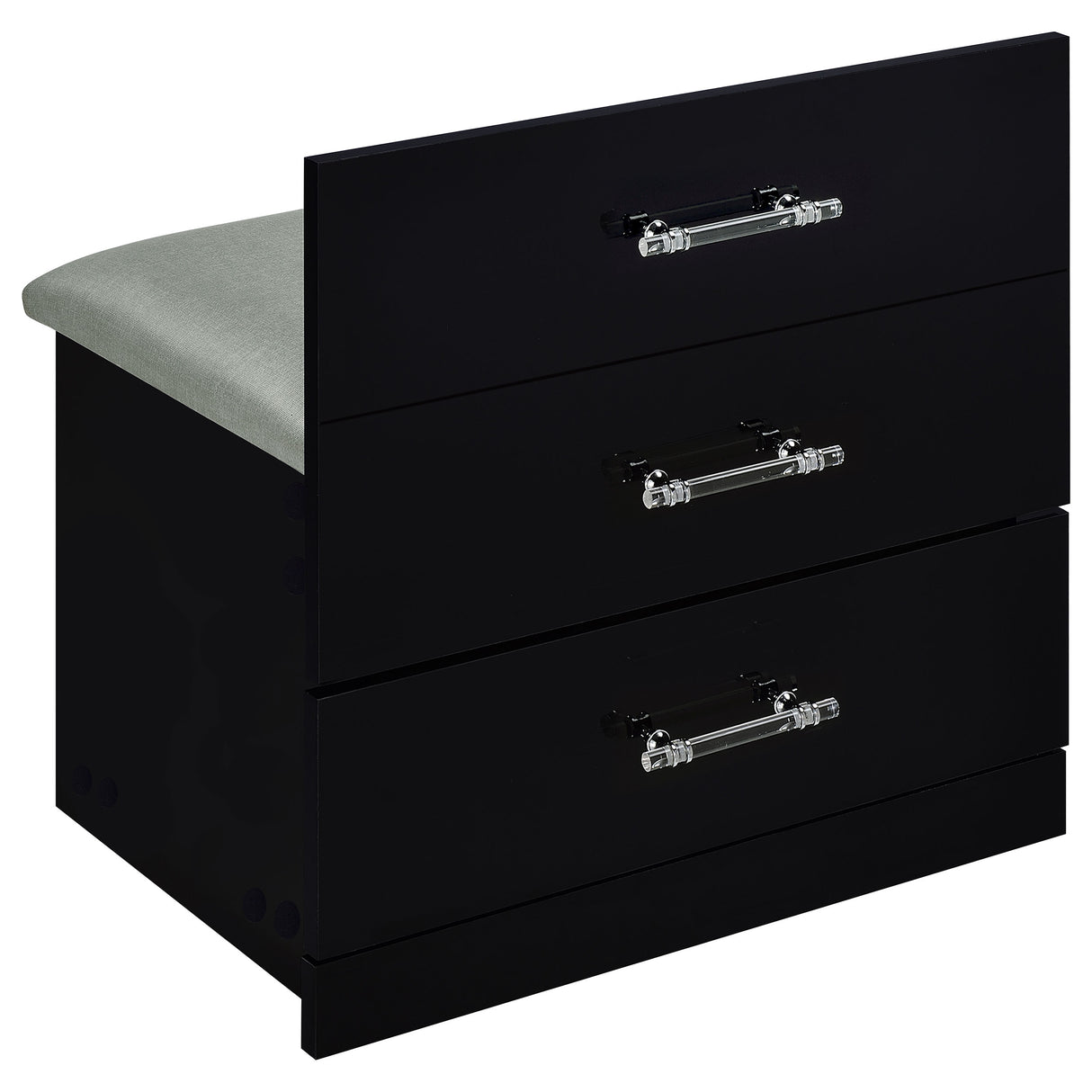 Danbury 3-Drawer Makeup Vanity and Stool Set, Black High Gloss