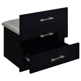 Danbury 3-Drawer Makeup Vanity and Stool Set, Black High Gloss