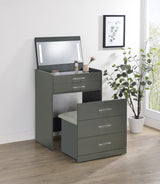 Danbury 3-Drawer Makeup Vanity and Stool Set, Grey High Gloss