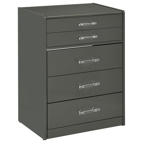 Danbury 3-Drawer Makeup Vanity and Stool Set, Grey High Gloss