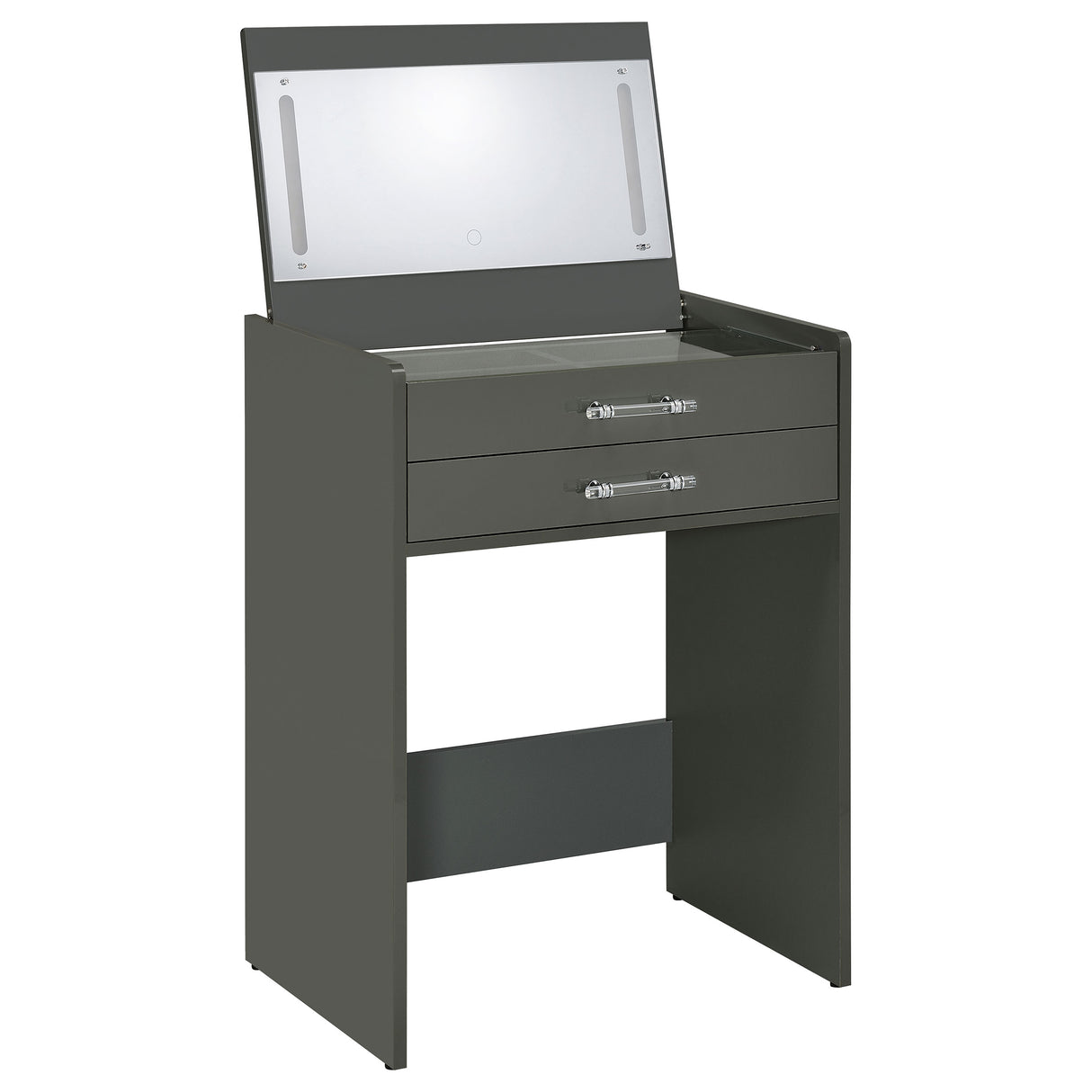 Danbury 3-Drawer Makeup Vanity and Stool Set, Grey High Gloss