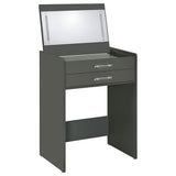 Danbury 3-Drawer Makeup Vanity and Stool Set, Grey High Gloss
