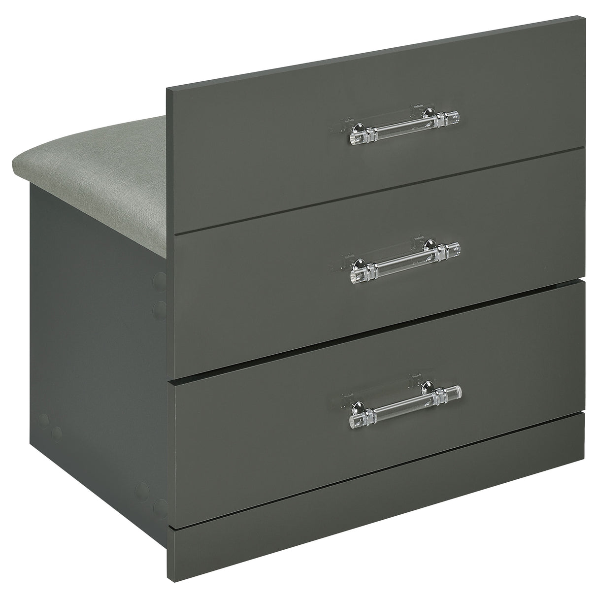 Danbury 3-Drawer Makeup Vanity and Stool Set, Grey High Gloss