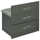 Danbury 3-Drawer Makeup Vanity and Stool Set, Grey High Gloss