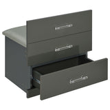 Danbury 3-Drawer Makeup Vanity and Stool Set, Grey High Gloss