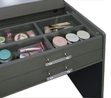 Danbury 3-Drawer Makeup Vanity and Stool Set, Grey High Gloss