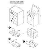 Danbury 3-Drawer Makeup Vanity and Stool Set, Grey High Gloss