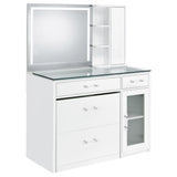Flora 2-Drawer Vanity Set with LED Mirror, White High Gloss