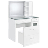Flora 2-Drawer Vanity Set with LED Mirror, White High Gloss