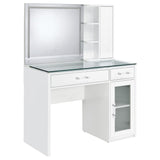 Flora 2-Drawer Vanity Set with LED Mirror, White High Gloss