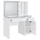 Flora 2-Drawer Vanity Set with LED Mirror, White High Gloss