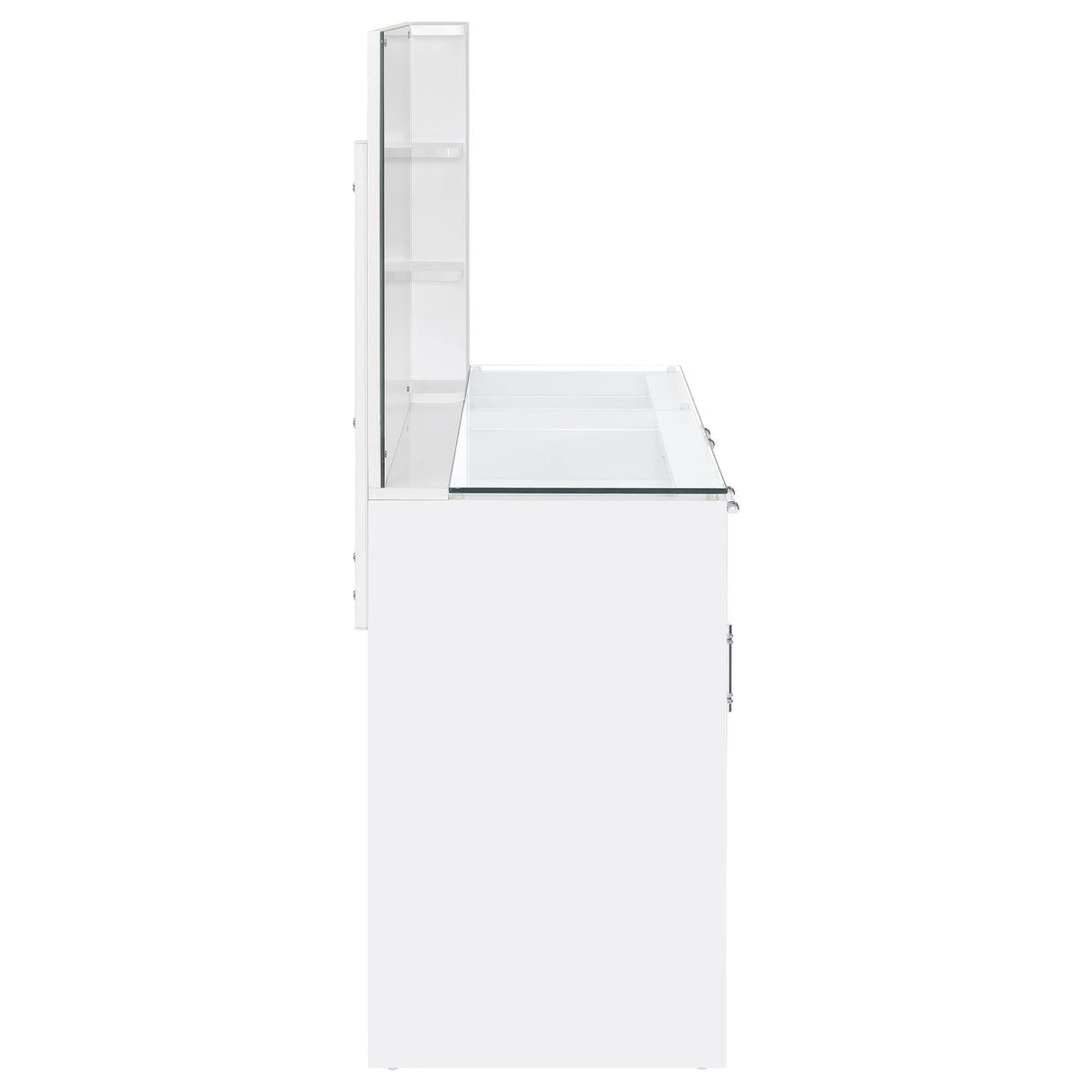 Flora 2-Drawer Vanity Set with LED Mirror, White High Gloss