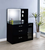 Flora 2-Drawer Vanity Set with LED Mirror - Black High Gloss