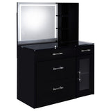 Flora 2-Drawer Vanity Set with LED Mirror - Black High Gloss